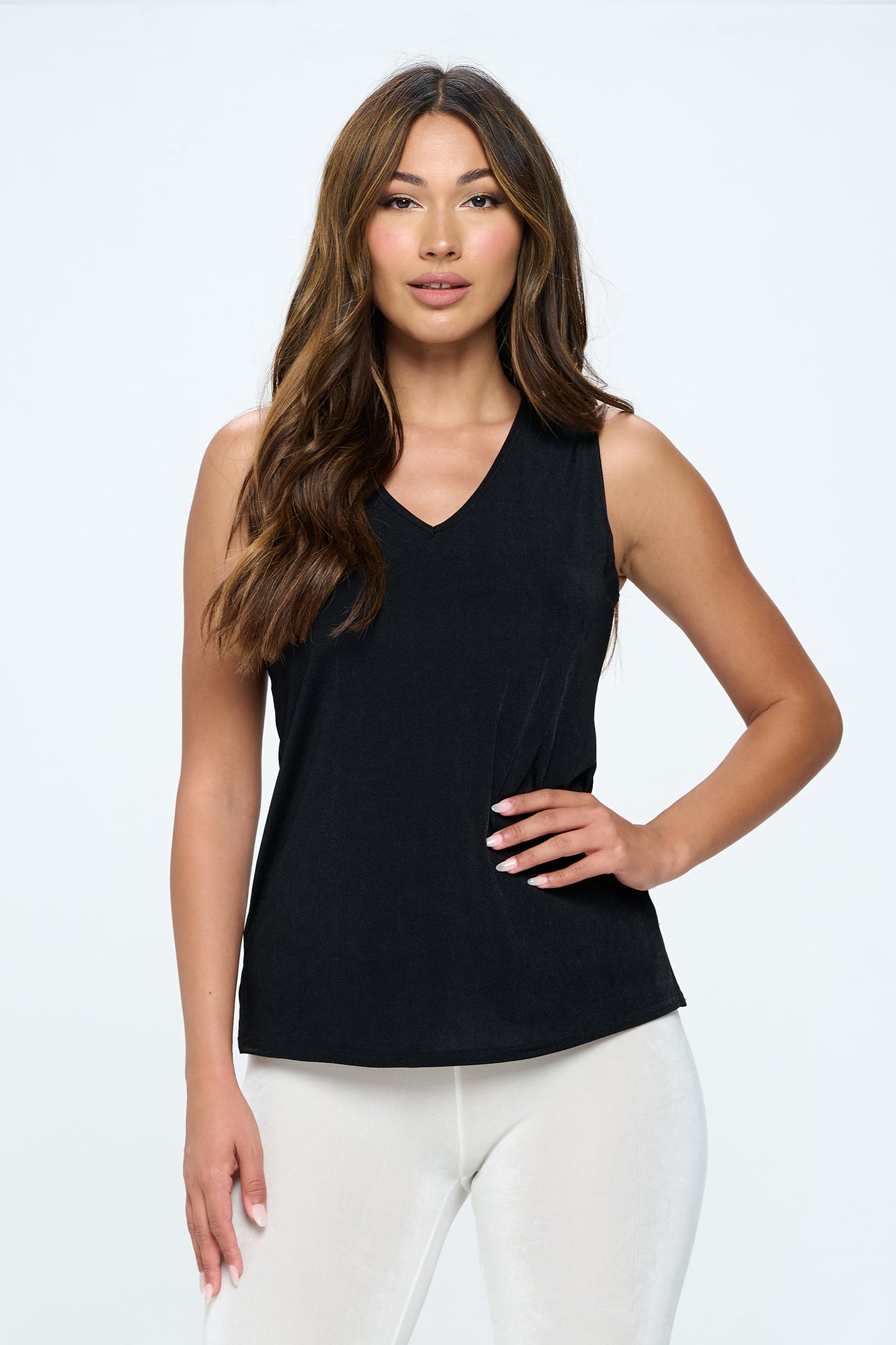 Plus Size BNS V-NK Bias Tank Top-2056BN-TXS1