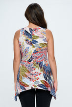 Load image into Gallery viewer, Colorful Peacock HIT Shark Bite Hem Tank- 2057HT-TRP1-W354
