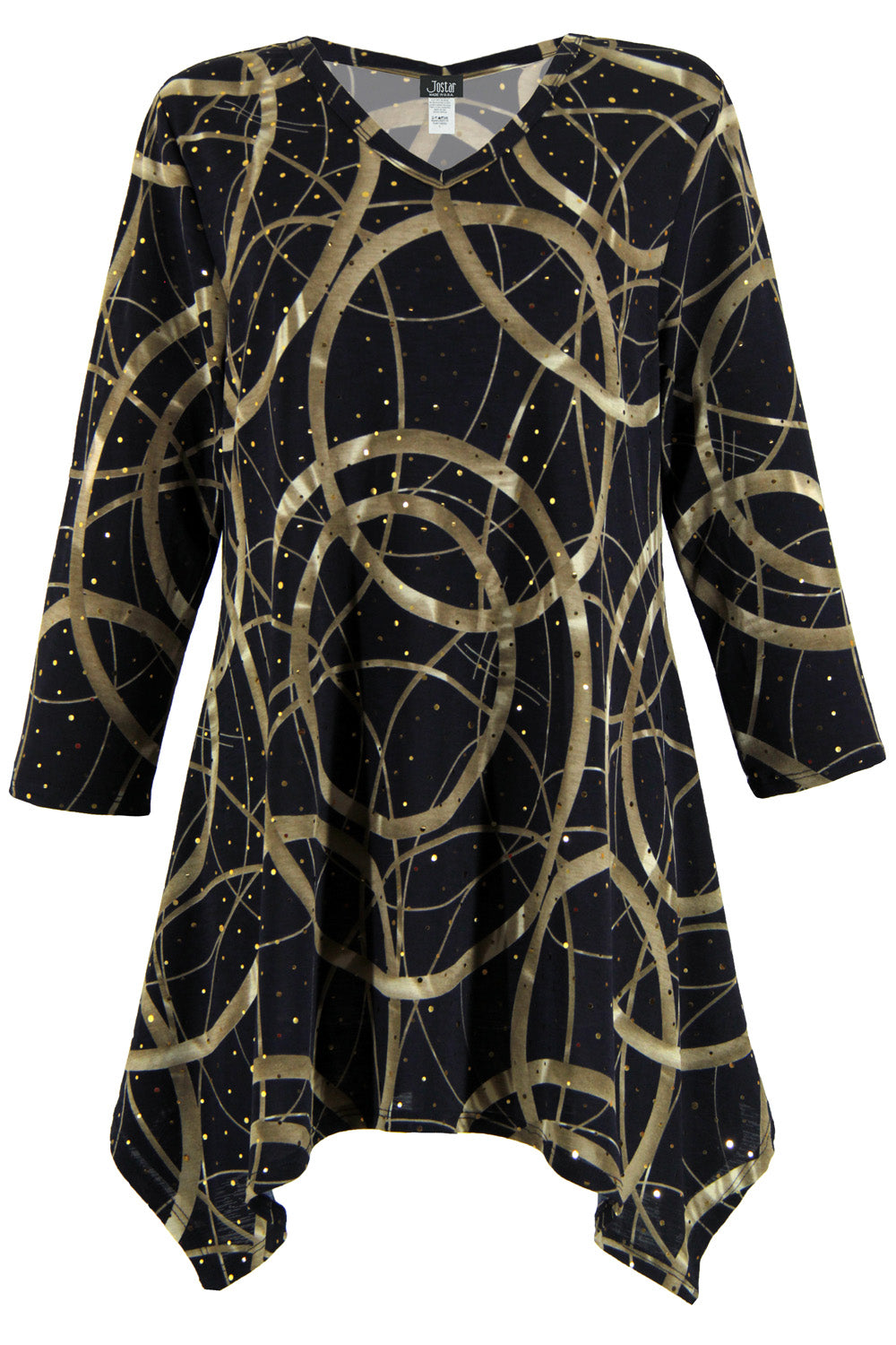 Jostar Women's Glitter V-Neck Binding Top 3/4 Sleeve Print, 313GL-QP-G008 - Jostar Online