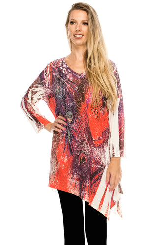 Jostar Women's HIT V-Neck Binding Top 3/4 Sleeve Sublimation Rhinestones, 313HT-QU-R-U171 - Jostar Online