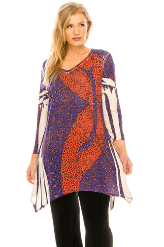 Jostar Women's HIT V-Neck Binding Top 3/4 Sleeve Sublimation Rhinestones, 313HT-QU-R-U174 - Jostar Online