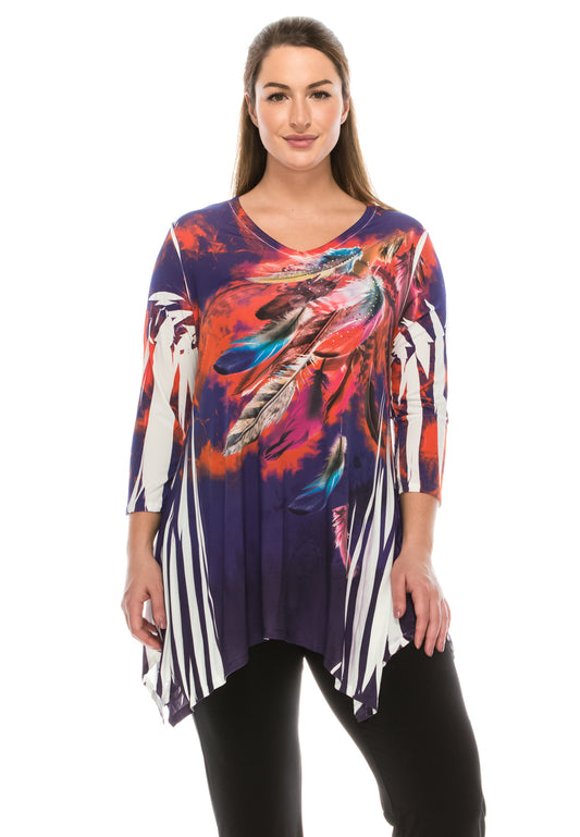 Jostar Women's HIT V-Neck Binding Top 3/4 Sleeve Sublimation Plus, 313HT-QXU-R-U155 - Jostar Online