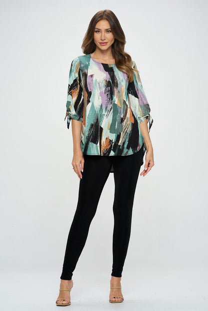 Plus Size BNS Tie-Bell Sleeve Top-3042BN-QXP1-W379
