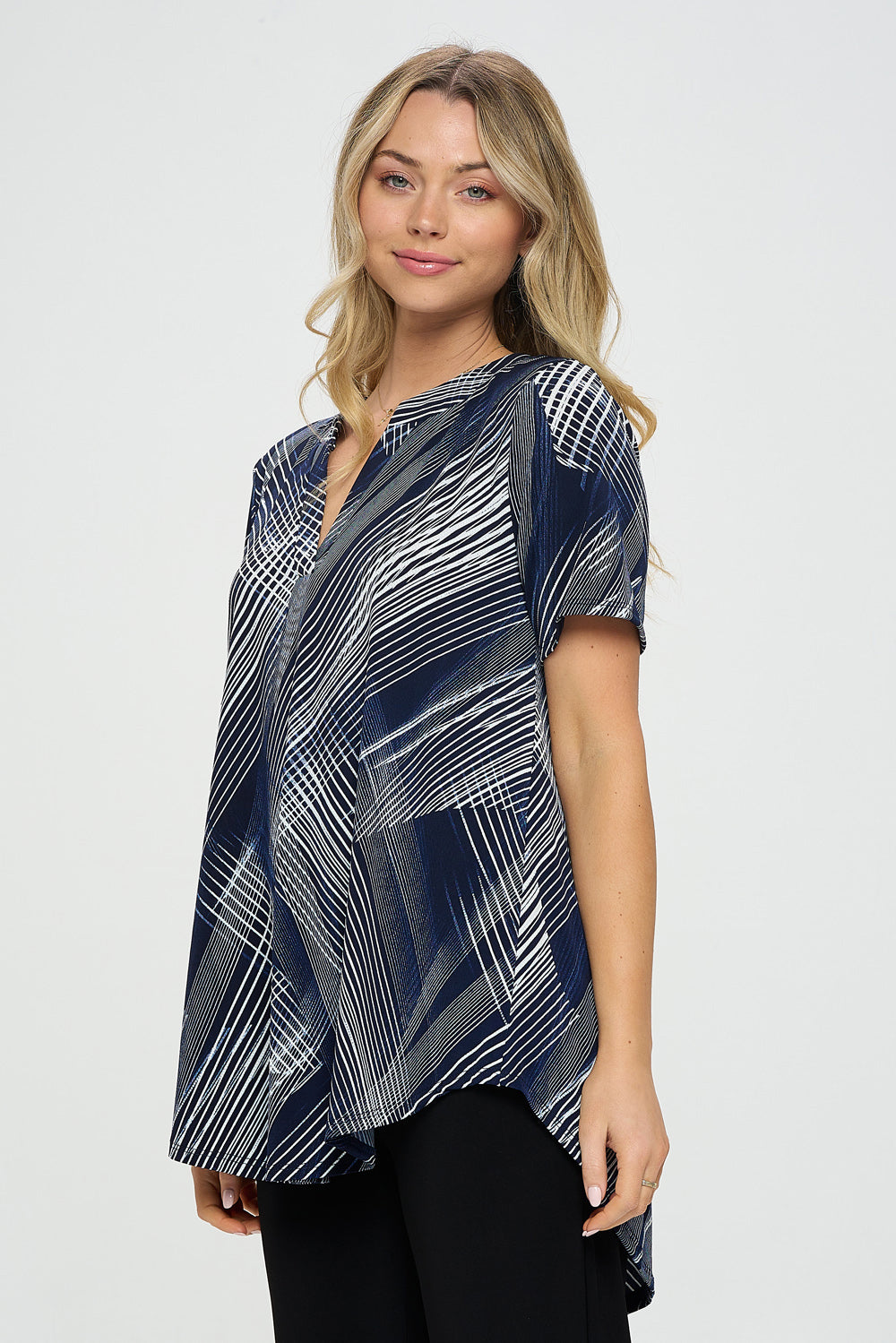 HIT Notch Neck Rolled Sleeve Top-359HT-SRP1-W260