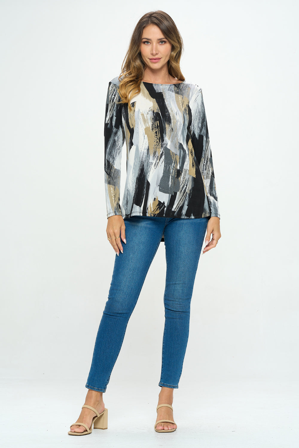 Plus Size BNS V-Neck High and Low Top-3060BN-LXP1-W379