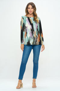 Plus Size BNS V-Neck High and Low Top-3060BN-LXP1-W379
