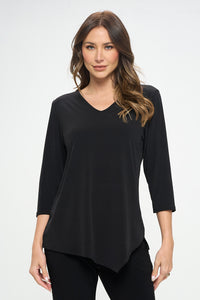Plus Size HIT Point V-Neck Top-362HT-QXS1