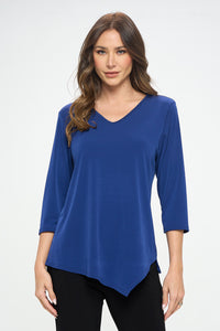 Plus Size HIT Point V-Neck Top-362HT-QXS1