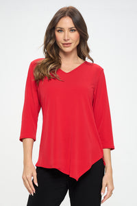 Plus Size HIT Point V-Neck Top-362HT-QXS1