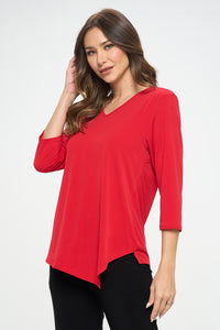 Plus Size HIT Point V-Neck Top-362HT-QXS1