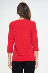 Plus Size HIT Point V-Neck Top-362HT-QXS1