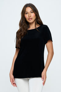 Acetate Boat Neckline Short Sleeve Top- 3068AY-SRS1