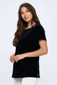 Acetate Boat Neckline Short Sleeve Top- 3068AY-SRS1