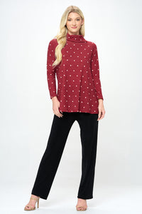 Mir Split Mock Neck Top-371MU-LRP1-W334