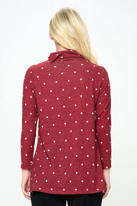 Mir Split Mock Neck Top-371MU-LRP1-W334