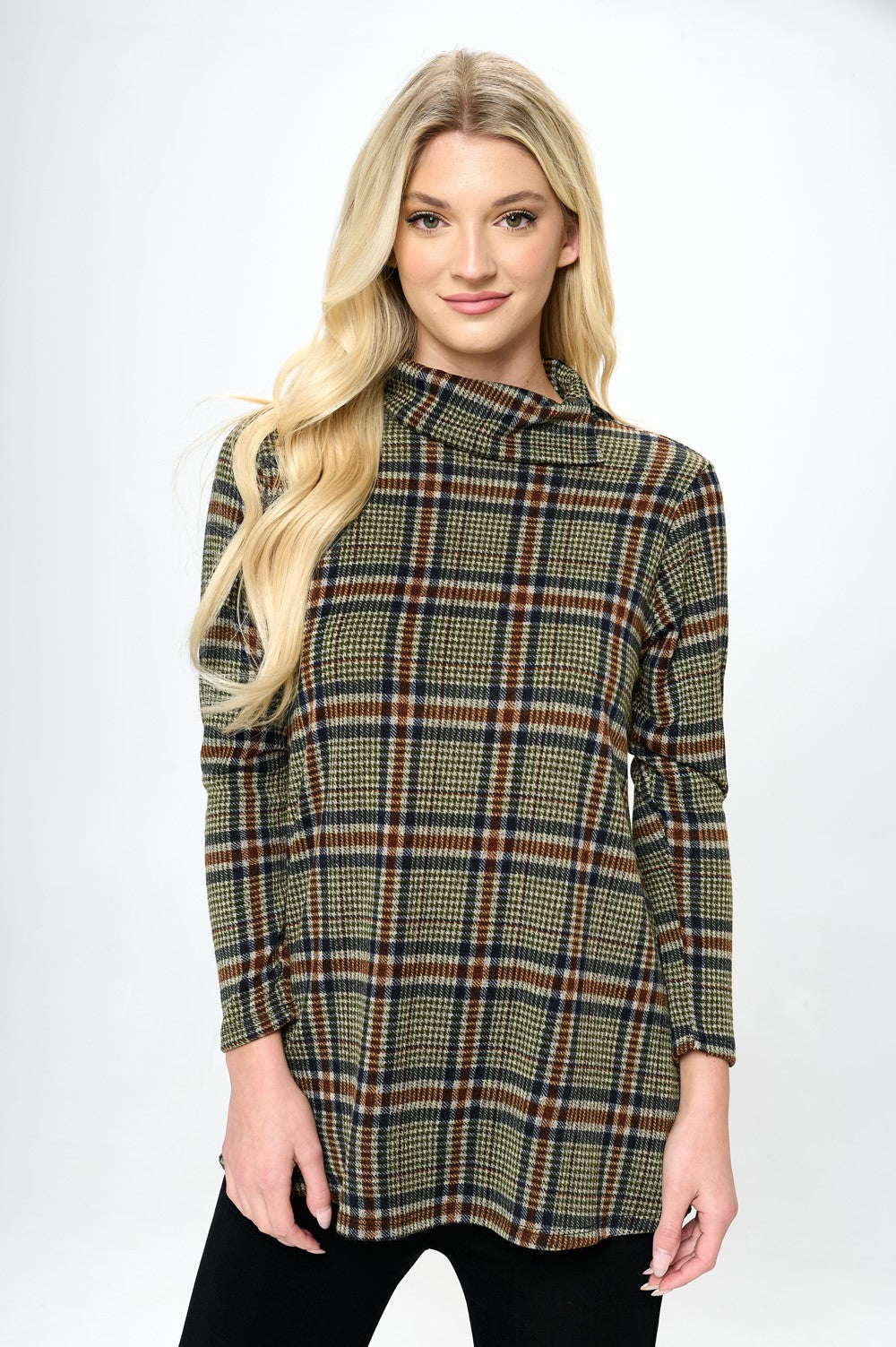 Mir Split Mock Neck Top-371MU-LRP1-W335
