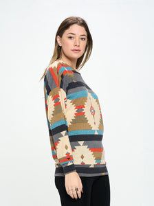 MIR Round Nk Long Sleeve W/ Pocket Top-372MU-LRP1-K-W351