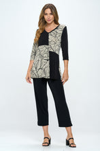 Load image into Gallery viewer, HIT Contrast V-Neck Tunic Top-3080HT-QRP1-C-W349
