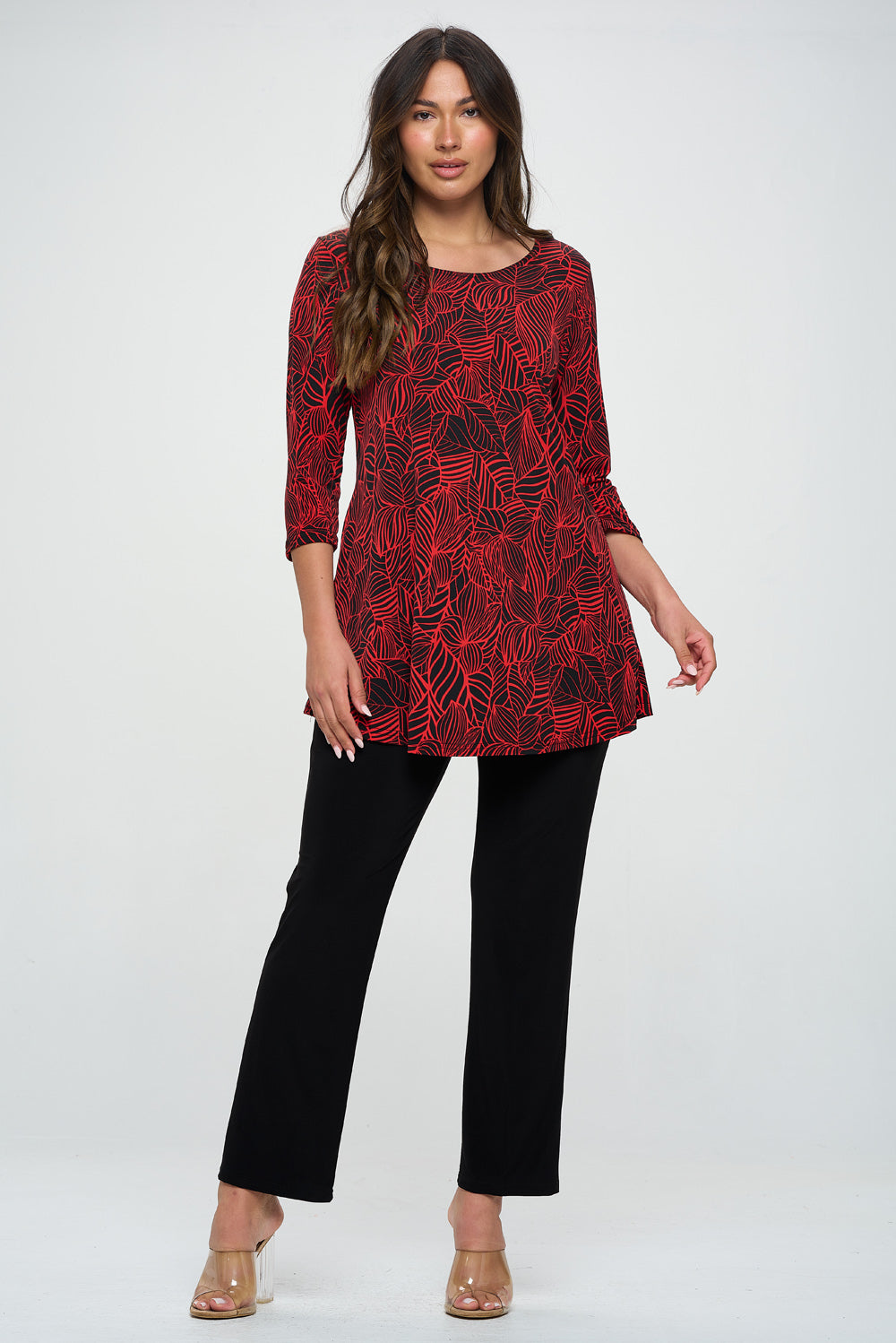 HIT Round Neck Tunic W/Pocket-3086HT-QRP1-K-W344