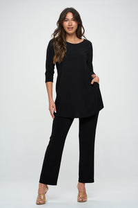 Plus Size HIT Round Neck Tunic W/Pocket-3086HT-QXS1-K