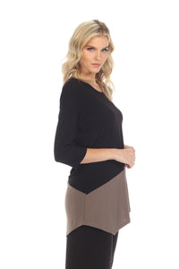 Color Block Quarter Sleeve Top-3087HT-QRS1-C