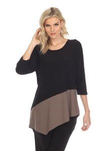 Color Block Quarter Sleeve Top-3087HT-QRS1-C