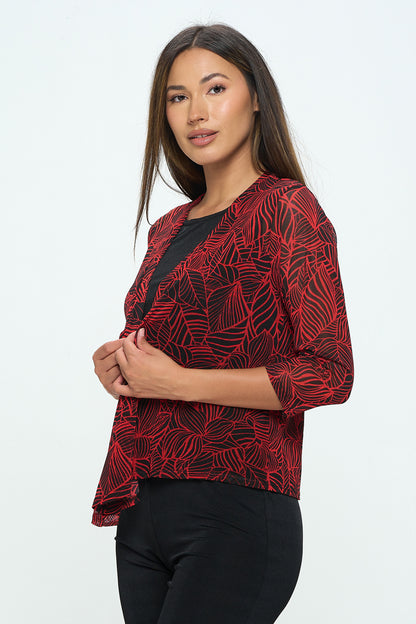 Mesh Printed Cardigan-4082MR-QRP1-W344