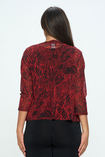 Mesh Printed Cardigan-4082MR-QRP1-W344