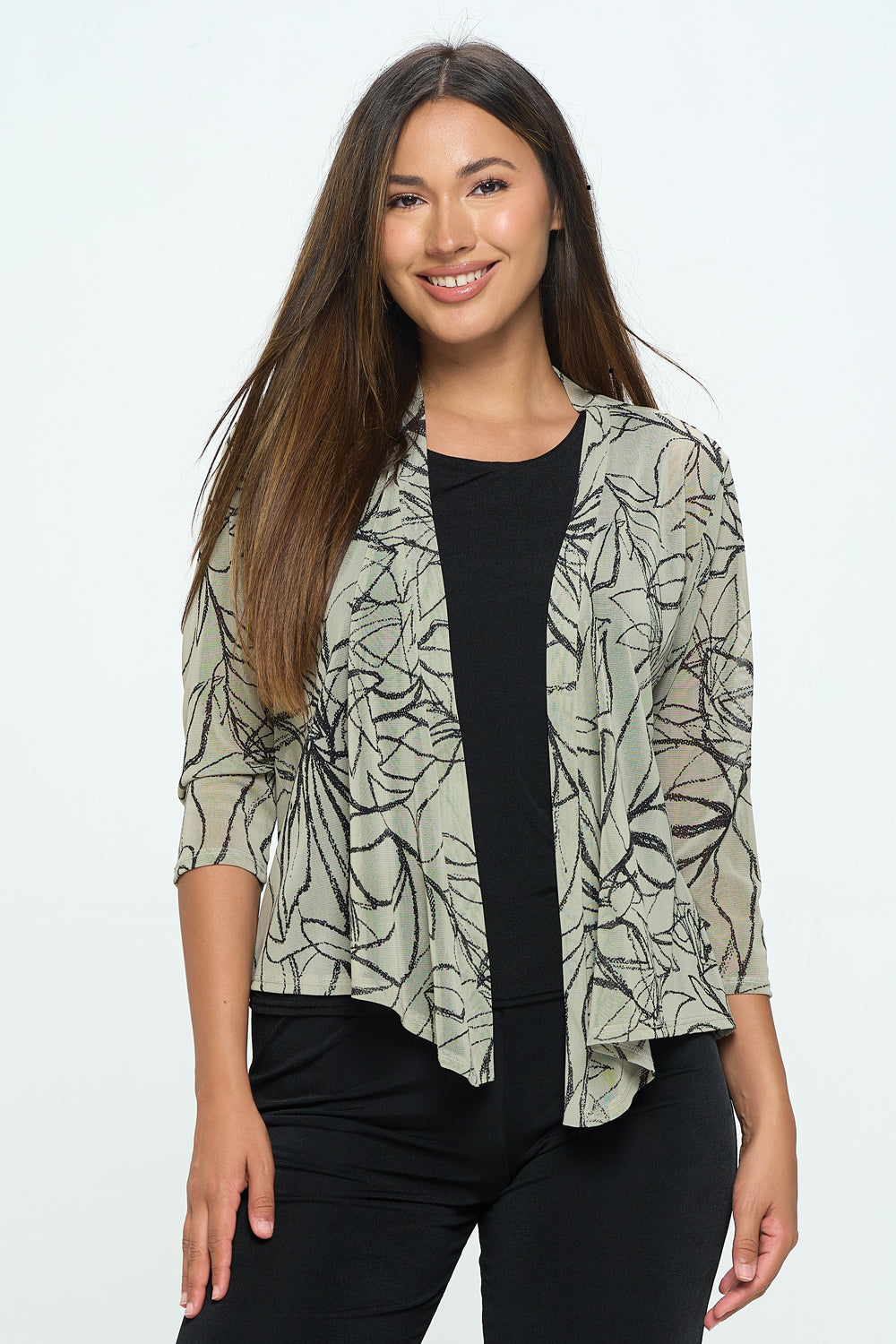 Mesh Printed Cardigan-4082MR-QRP1-W349