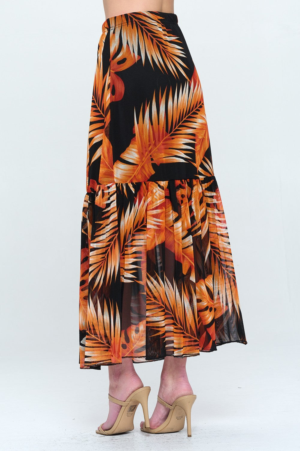 Mesh Romance Tiered Print Skirt-6044MR-ARP1-W340