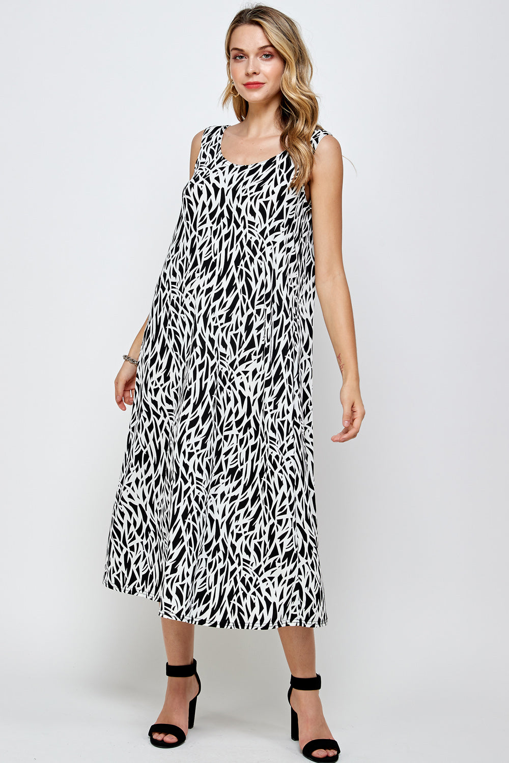 Stretchy Long Tank Dress Print 7000BN-TRP1-W289 - Jostar Online