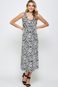 Stretchy Long Tank Dress Print 7000BN-TRP1-W289 - Jostar Online