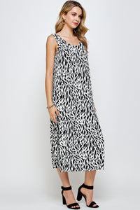 Stretchy Long Tank Dress Print 7000BN-TRP1-W289 - Jostar Online