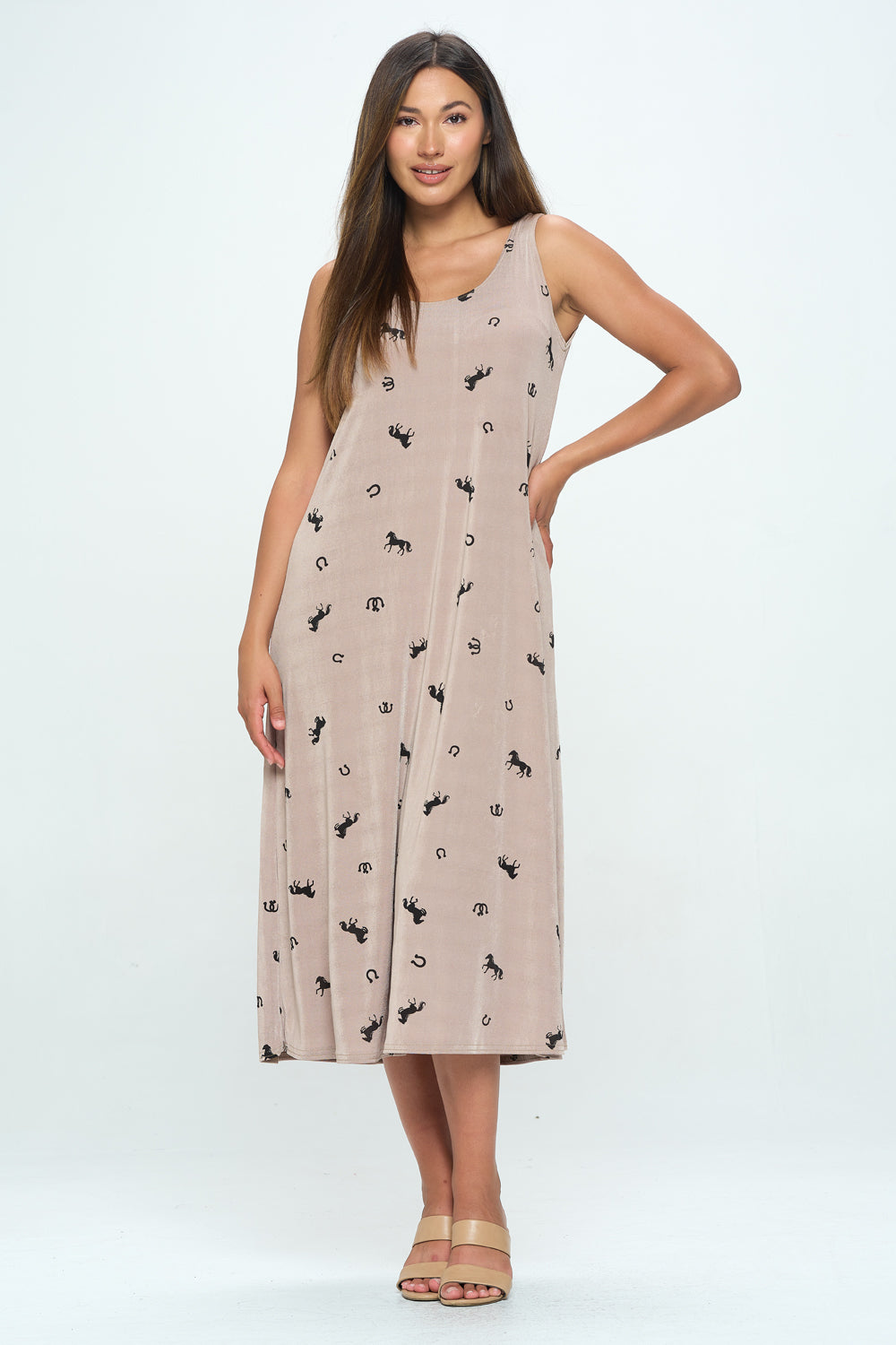 Plus Size Print Tank Long Dress Sleeveless-  7000BN-TXP1-M001