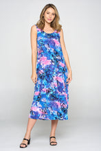 Load image into Gallery viewer, Plus Size Print Stretchy Tank Long Dress Sleeveless-7000BN-TXP1-W305
