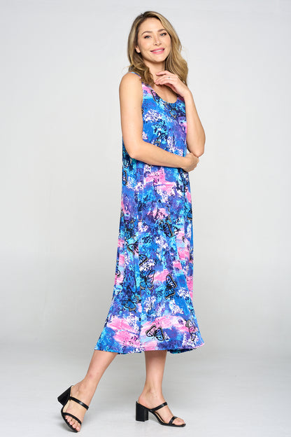 Stretchy Long Tank Dress Print -7000BN-TRP1-W305