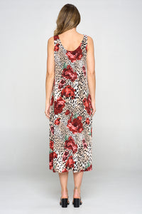Stretchy Long Tank Dress Print -7000BN-TRP1-W307 - Jostar Online