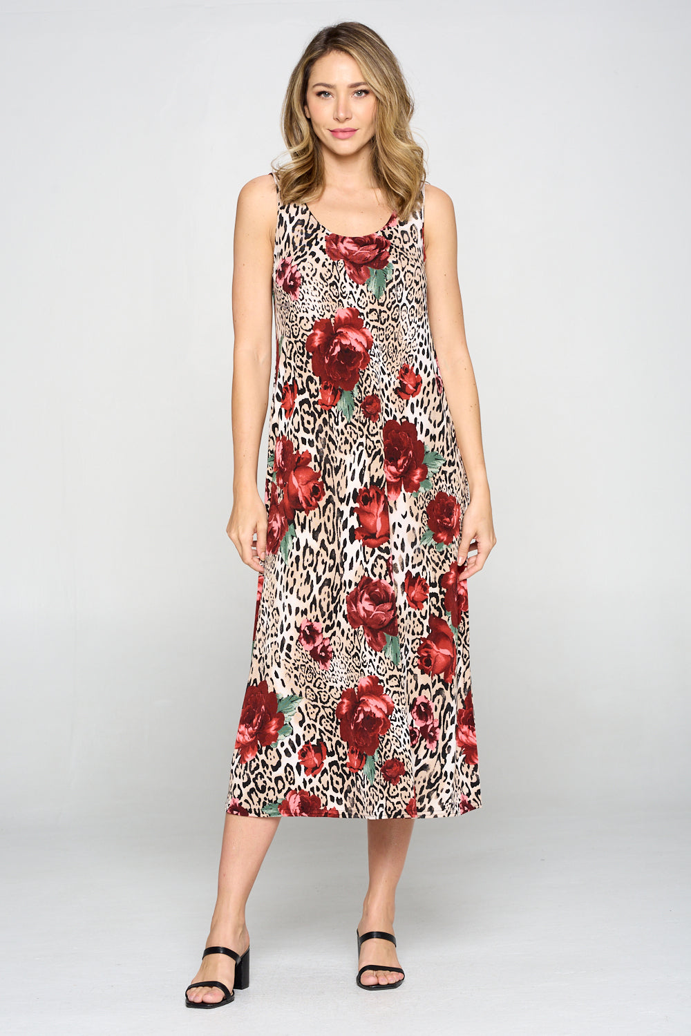 Stretchy Long Tank Dress Print -7000BN-TRP1-W307 - Jostar Online
