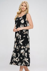 Stretchy Long Tank Dress Print -7000BN-TRP1-W309 - Jostar Online