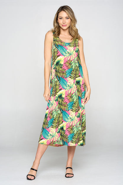 Stretchy Long Tank Dress Print -7000BN-TRP1-W311