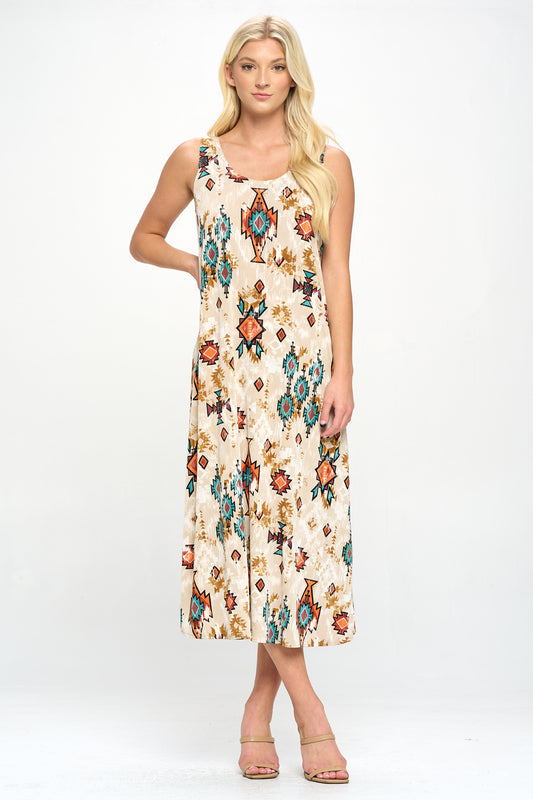 Stretchy Long Tank Dress Print -7000BN-TRP1-W317