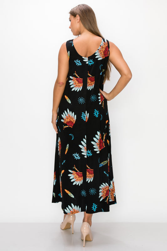 Stretchy Long Tank Dress Print -7000BN-TRP1-W321