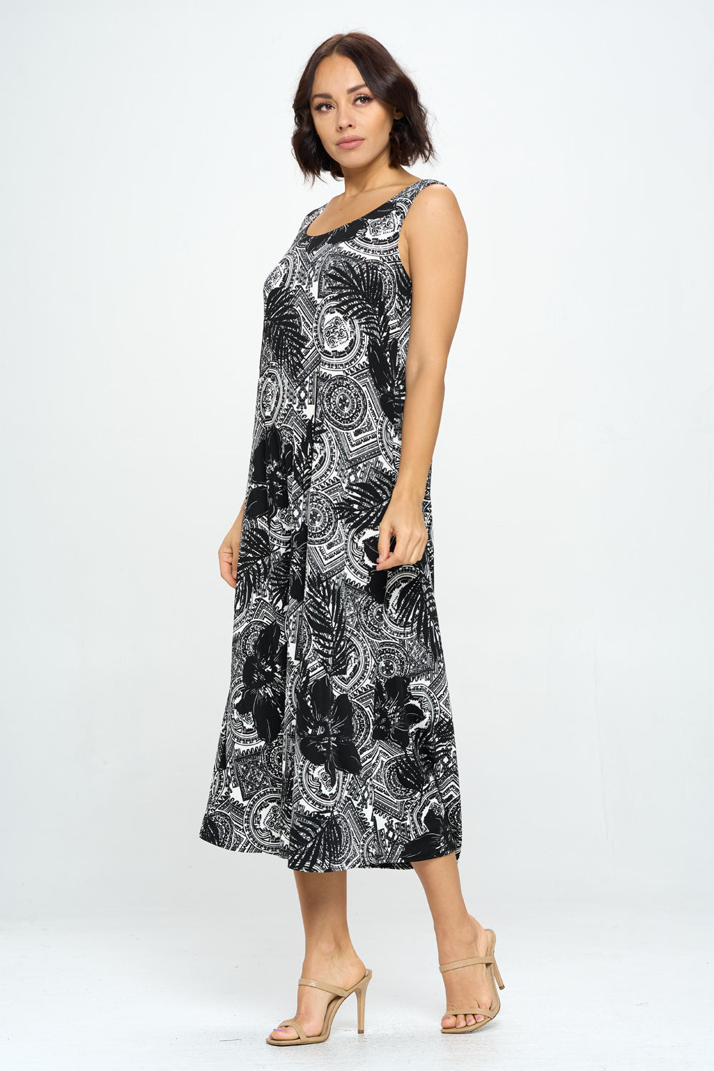 Stretchy Long Tank Dress Print - 7000BN-TRP1-W325