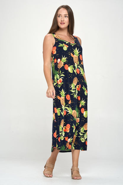 Stretchy Long Tank Dress Print -7000BN-TRP1-W327