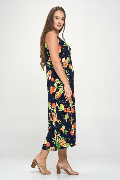 Stretchy Long Tank Dress Print -7000BN-TRP1-W327