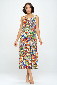 Stretchy Long Tank Dress Print - 7000BN-TRP1-W329
