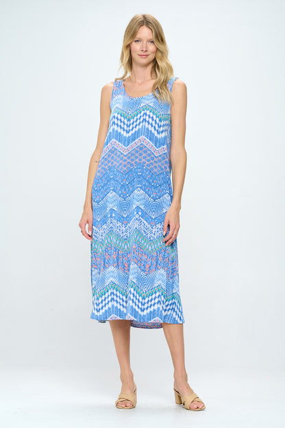 Plus Size Print Tank Long Dress Sleeveless-7000BN-TXP1-W362