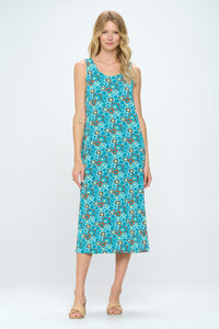 Retro Print  Long Tank Dress Print -7000BN-TRP1-W363