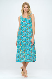 Retro Print  Long Tank Dress Print -7000BN-TRP1-W363