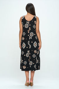 Print Long Tank Dress Print -7000BN-TRP1-W370
